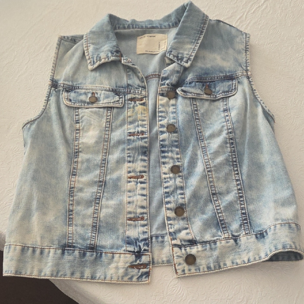 Life in Progress Distressed Sleeveless Denim Vest